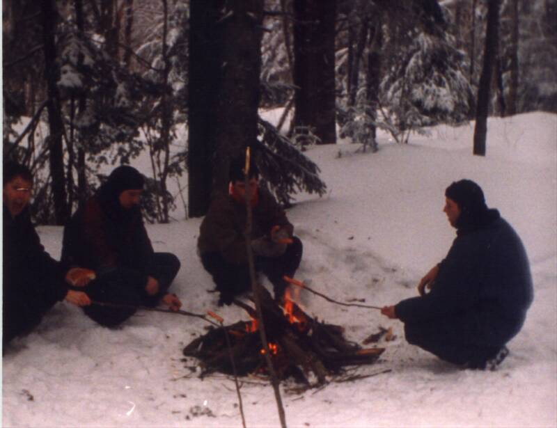 winter fire camping